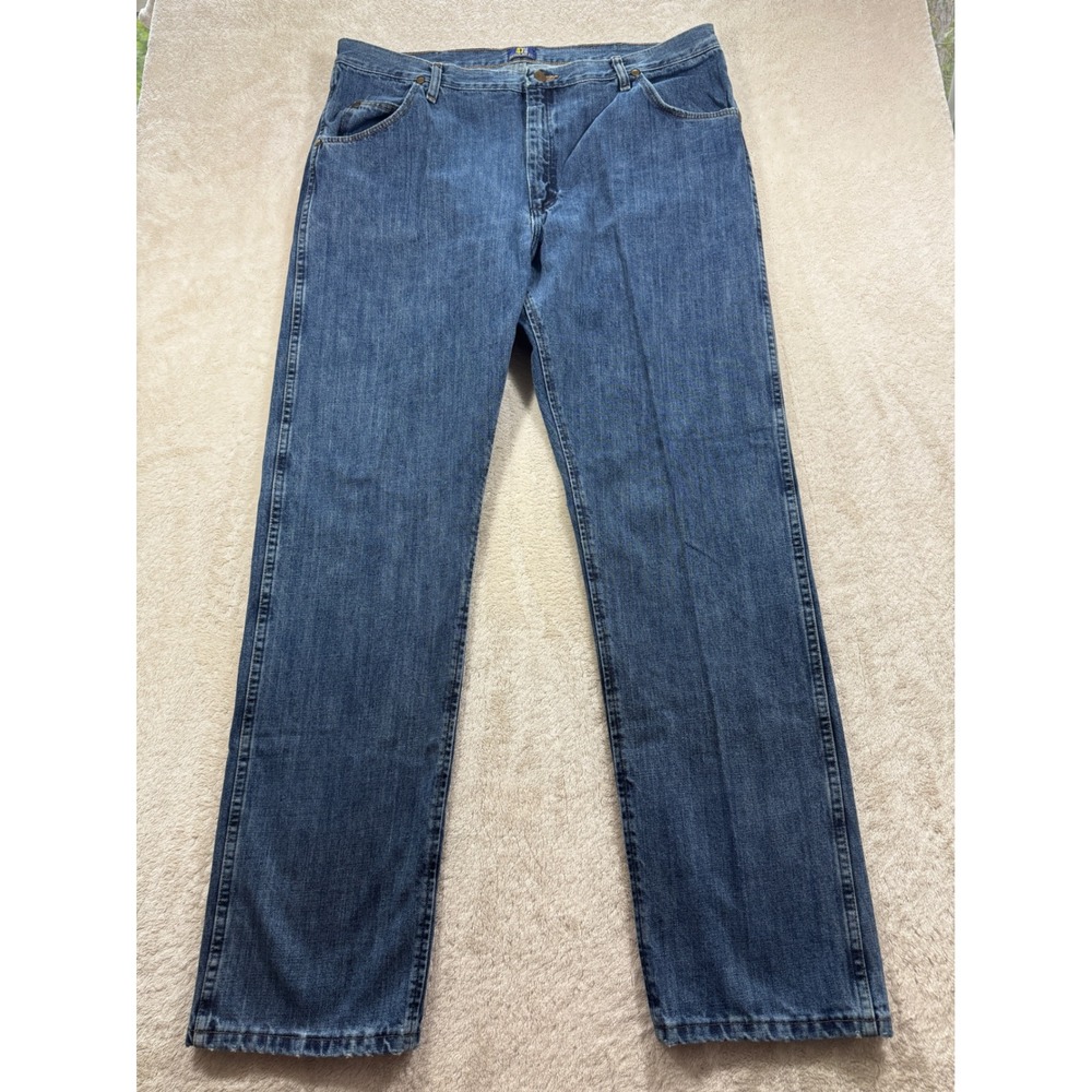 Wrangler Mens 47MWZ Cowboy Cut Regular Fit Blue Denim Jeans 40x34 Meas: 40x34.5